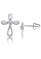 likable small infinity silver cross baby earrings